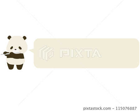 吹笛子的熊貓。與演講泡泡 吹笛子的熊貓。與演講泡泡 115076887