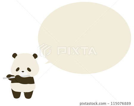 吹笛子的熊貓。與演講泡泡 115076889