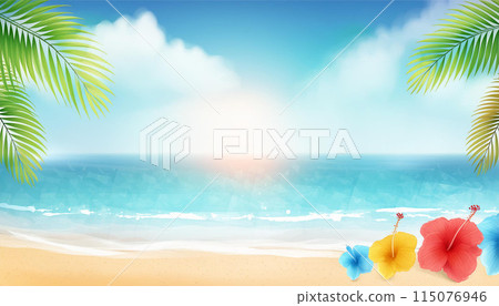 Resort coastal scenery watercolor painting Generative AI 115076946