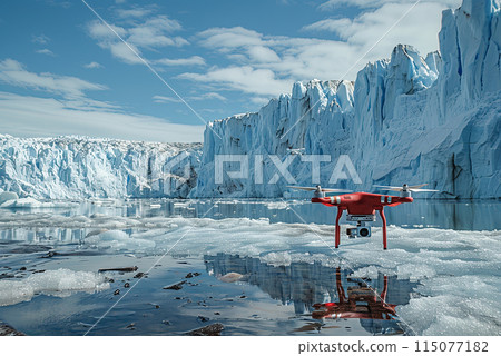 Drone is used to monitor the melting of glaciers Drone is used to monitor the melting of glaciers 115077182