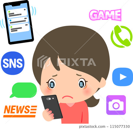 A woman looking at her smartphone A woman looking at her smartphone 115077330