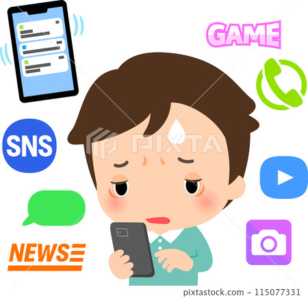 一個因不斷使用智慧型手機而感到疲倦的人 115077331