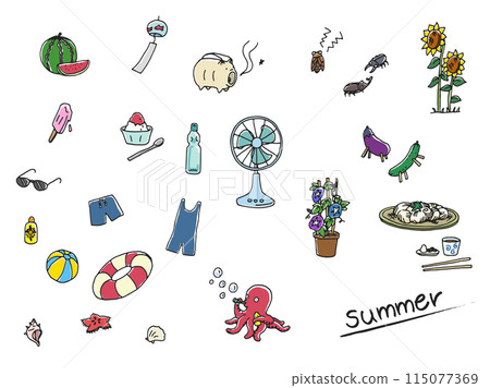 Summer illustrations (color) 115077369