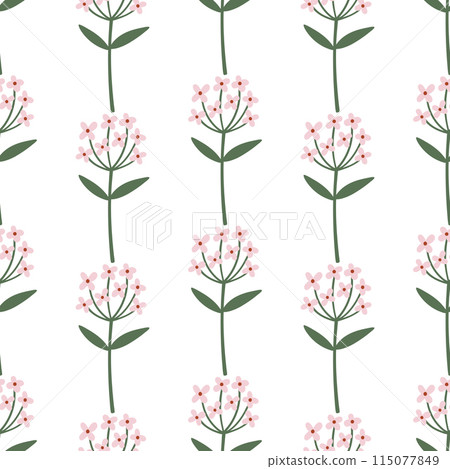 Simple wild flowers on white background seamless pattern 115077849