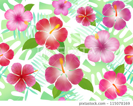 Hibiscus seamless pattern B 115078169