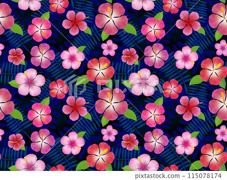 Hibiscus seamless pattern D' Hibiscus seamless pattern D' 115078174