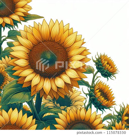 Sunflowers, the summer flower, bloom in clusters. Sunflowers, the summer flower, bloom in clusters. 115078330