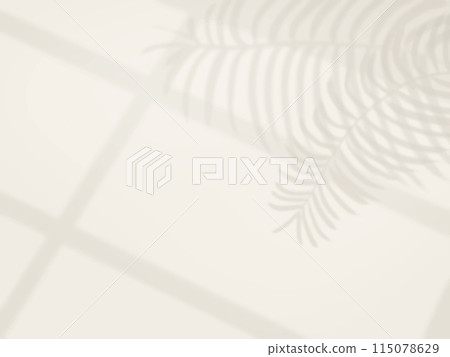 Simple background of a window and palm leaves reflected in a wall 115078629