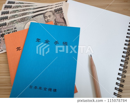 Pension book and banknotes 5 Pension book and banknotes 5 115078784