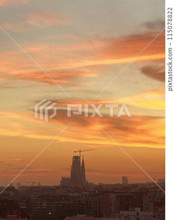 Evening glow of Barcelona Evening glow of Barcelona 115078822