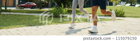 Running Outdoors for a Morning Exercise Routine 115079150