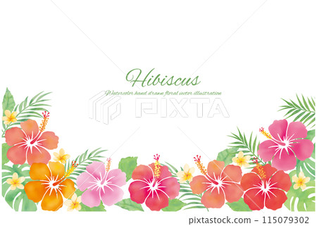 Watercolor tropical decorative frame Watercolor tropical decorative frame 115079302