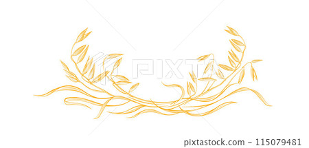 Symbol of oat spike Golden seed for package design 115079481