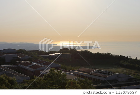 The Seto Inland Sea shining in the morning sun as seen from Beppu Bay Service Area, Hinode Town, Beppu Bay, and Ritsumeikan Asia Pacific University The Seto Inland Sea shining in the morning sun as seen from Beppu Bay Service Area, Hinode Town, Beppu Bay, and Ritsumeikan Asia Pacific University 115079557