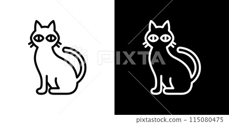 簡單的黑貓線畫向量圖標 簡單的黑貓線畫向量圖標 115080475