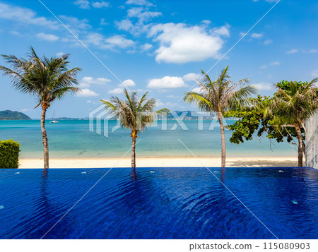 View from a pool resort in Panwa beach in Phuket, Thailand View from a pool resort in Panwa beach in Phuket, Thailand 115080903