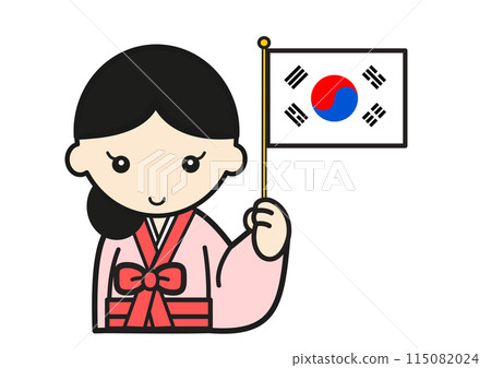 Woman holding the Korean flag Woman holding the Korean flag 115082024