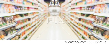supermarket aisle and shelves blurred background supermarket aisle and shelves blurred background 115082564