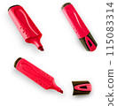 Set of red colored marker isolated on white background 115083314