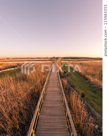 Wooden structure on the footbridges Wooden structure on the footbridges 115083355