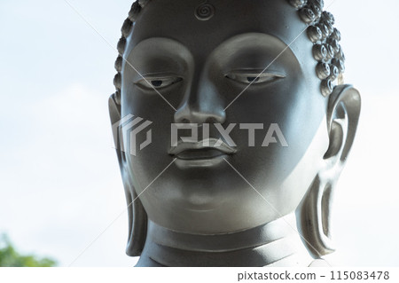 Face of Buddha statue at Gangaramaya Temple, Sri Lanka Face of Buddha statue at Gangaramaya Temple, Sri Lanka 115083478