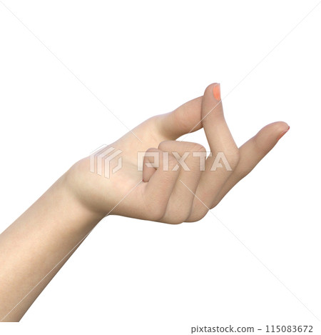 Finger snapping pose of snapping thumb and middle finger on left hand 3D illustration of female hand parts 115083672