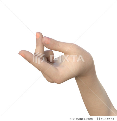 Finger snapping A pose of snapping the thumb and middle finger of the left hand to make a sound 3D illustration of female hand parts 115083673