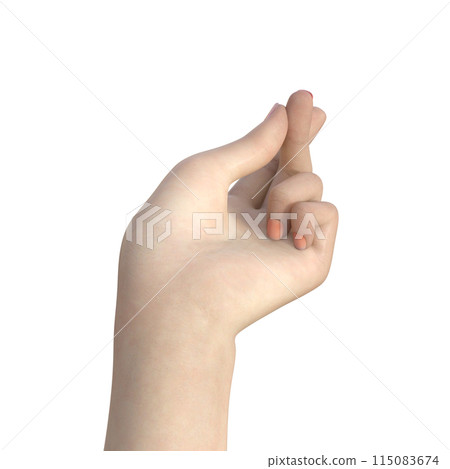 打響指的姿勢,透過打響左手手指發出聲音 女性手部部件的 3D 插圖 打響指的姿勢,透過打響左手手指發出聲音 女性手部部件的 3D 插圖 115083674