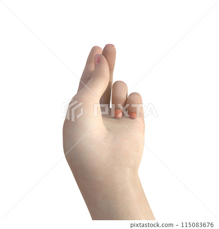 打響指左手打響指的姿勢女性手部部件的 3D 插圖 115083676
