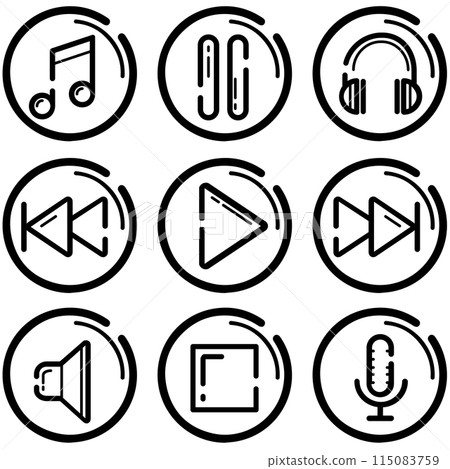 Set of music related vector line icons. Premium linear symbols pack. 115083759