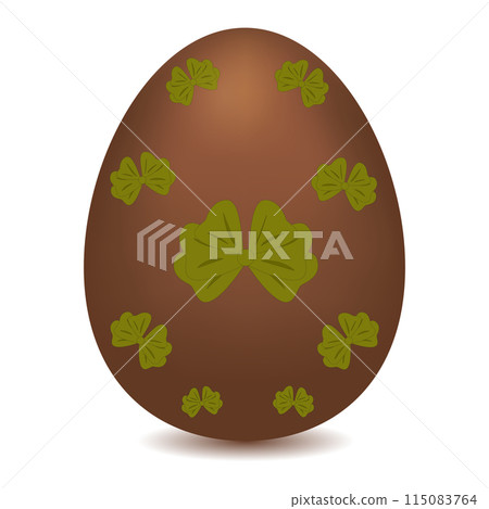 Chocolate colored Easter egg. Egg painted with bows green color. Multicolored Easter egg. Cocoa colored egg. Chocolate colored Easter egg. Egg painted with bows green color. Multicolored Easter egg. Cocoa colored egg. 115083764