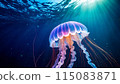 Sunlit Jellyfish in Ocean 115083871