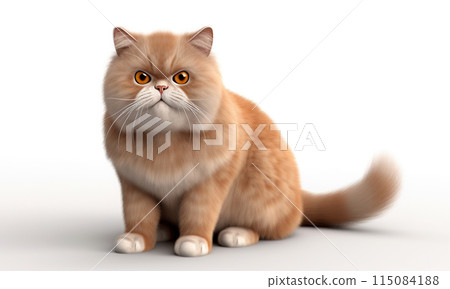 Illustration Of Red British Shorthair Breed Cat Isolated On A White Background 115084188