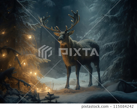 Deer In Winter Forest 115084242
