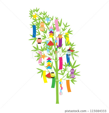 七夕裝飾竹子和白色背景 七夕裝飾竹子和白色背景 115084333