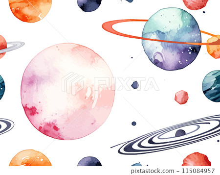 漂浮在太空中的行星的水彩插圖生成人工智慧 115084957