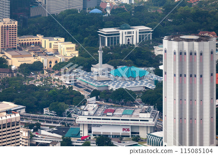 Aerial view of the Dayabumi Complex and the National Mosque of Malaysia in Kuala Lumpur Aerial view of the Dayabumi Complex and the National Mosque of Malaysia in Kuala Lumpur 115085104