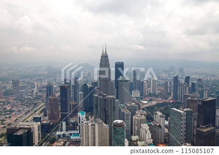 Aerial view of the Petronas Tower in Kuala Lumpur 115085107