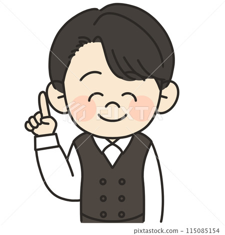 Illustration of a male barista pointing 115085154