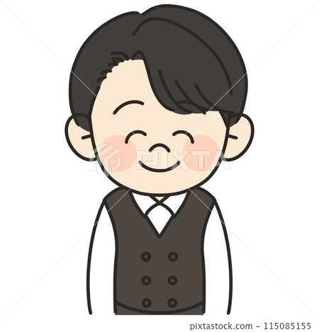Illustration of a male barista smiling and facing forward Illustration of a male barista smiling and facing forward 115085155