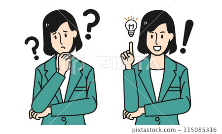 穿西裝的女人提出問題的姿勢和解決問題的姿勢 115085316