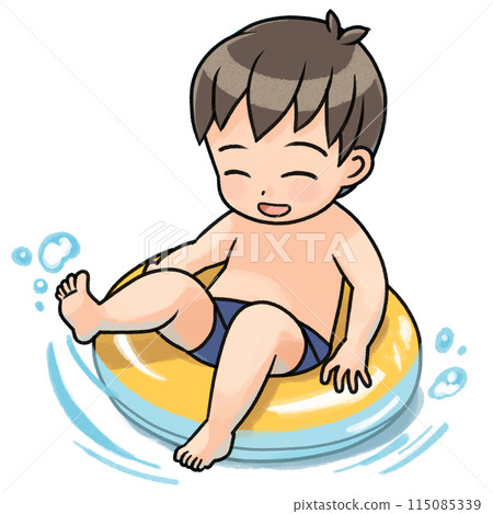 Boy sitting on a float 115085339