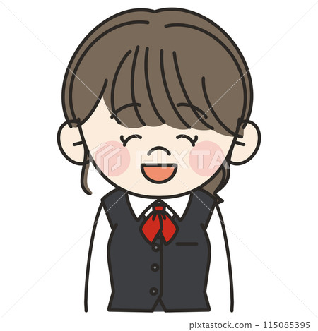 一位身穿紅領巾、身穿制服的年輕上班族面帶微笑期待的插圖 115085395