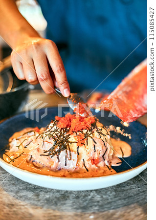 Creamy Omelet with cream sauce Creamy Omelet with cream sauce 115085427