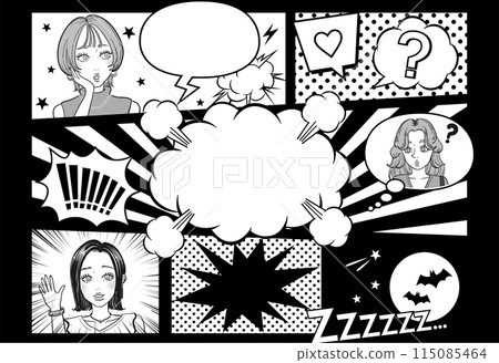 American comic book style speech bubbles of girls talking American comic book style speech bubbles of girls talking 115085464