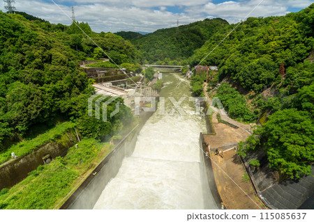 Muddy water from dam discharge 115085637
