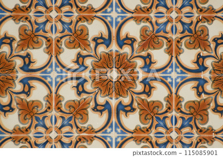 Traditional Portuguese glazed tiles 115085901