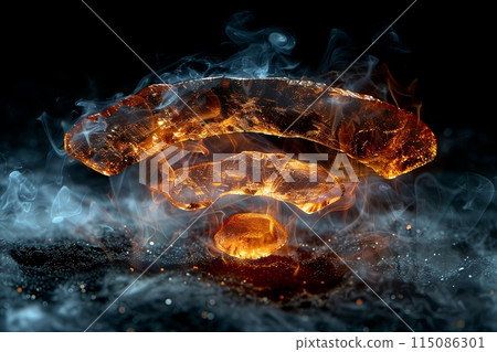 Crystallized Wi-Fi Signal: A single, glowing crystal takes the shape of a Wi-Fi signal icon. 115086301