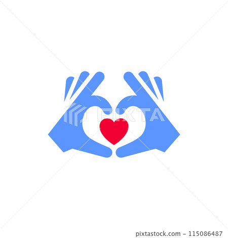 Hands with heart icon or Valentines day symbol 115086487