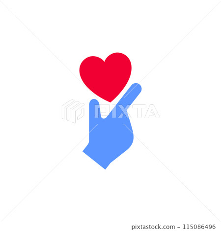 Hand with heart icon or Valentines day symbol Hand with heart icon or Valentines day symbol 115086496